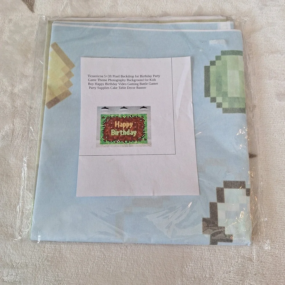Pixel Video Game Birthday Banner 5X3 Feet Decorations  Backdrop 8 Bit‎ Craft
